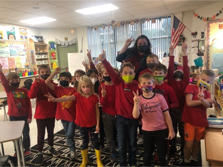 Mrs. Schilstra’s class is all in red today! 