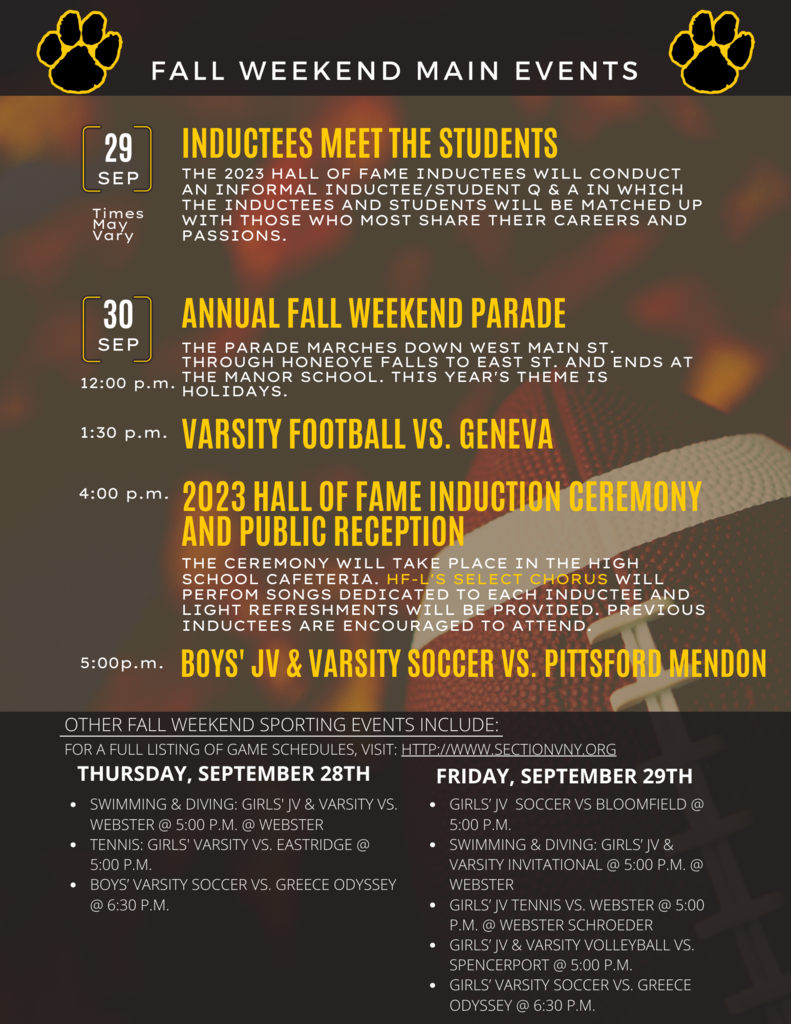 fall weekend main events